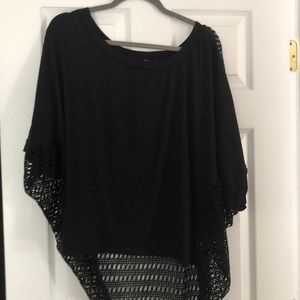 Black solid/knit top